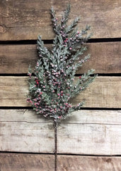 ITEM 80993 R  - 19.5" FROSTED CEDAR AND RED BERRIES SPRAY
