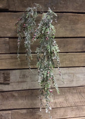 ITEM 80994 R  - 45" FROSTED CEDAR AND RED BERRIES HANGING SPRAY