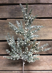 ITEM 80993 CM -  19.5" FROSTED CEDAR AND CREAM BERRIES SPRAY
