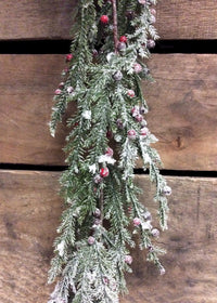 ITEM 80995 R -  5 1/2 FOOT FROSTED CEDAR AND RED BERRIES GARLAND