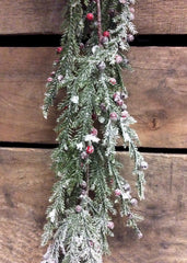 ITEM 80995 R -  6 FOOT FROSTED CEDAR AND RED BERRIES GARLAND