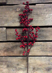 ITEM 81083 R -  25" RED OUTDOOR BERRY SPRAY WITH 5 BRANCHES