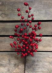 ITEM 81084 R -  25" RED OUTDOOR BERRY SPRAY WITH 6 BRANCHES