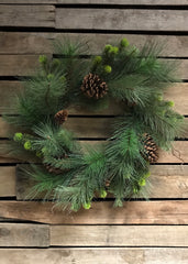 ITEM 81121 -  24" PINE AND CONE MIXED WREATH