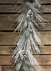 ITEM 81759 - 6' SNOWED MIXED PINE GARLAND WITH CONES