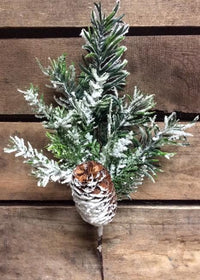 ITEM 81338 - 13" SNOWED MIXED CEDAR & JUNIPER SPRAY