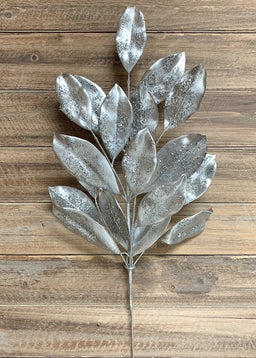 ITEM 81566 SILVER - 26" METALLIC GLITTERED SILVER WIRED MAGNOLIA SPRAY