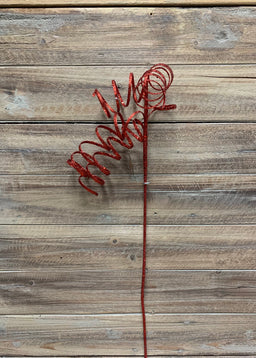 ITEM 81602 R - 26" RED GLITTERD CURLY STEM