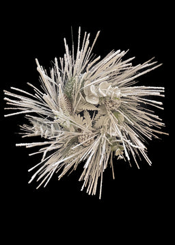 ITEM 81634 - 14" SNOWED SUGAR PINE WREATH WITH CONES