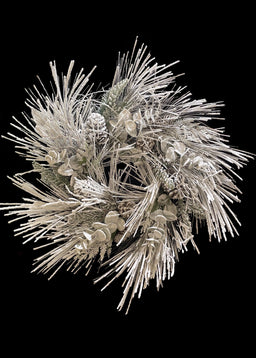 ITEM 81635 - 24" SNOWED SUGAR PINE WREATH WITH CONES