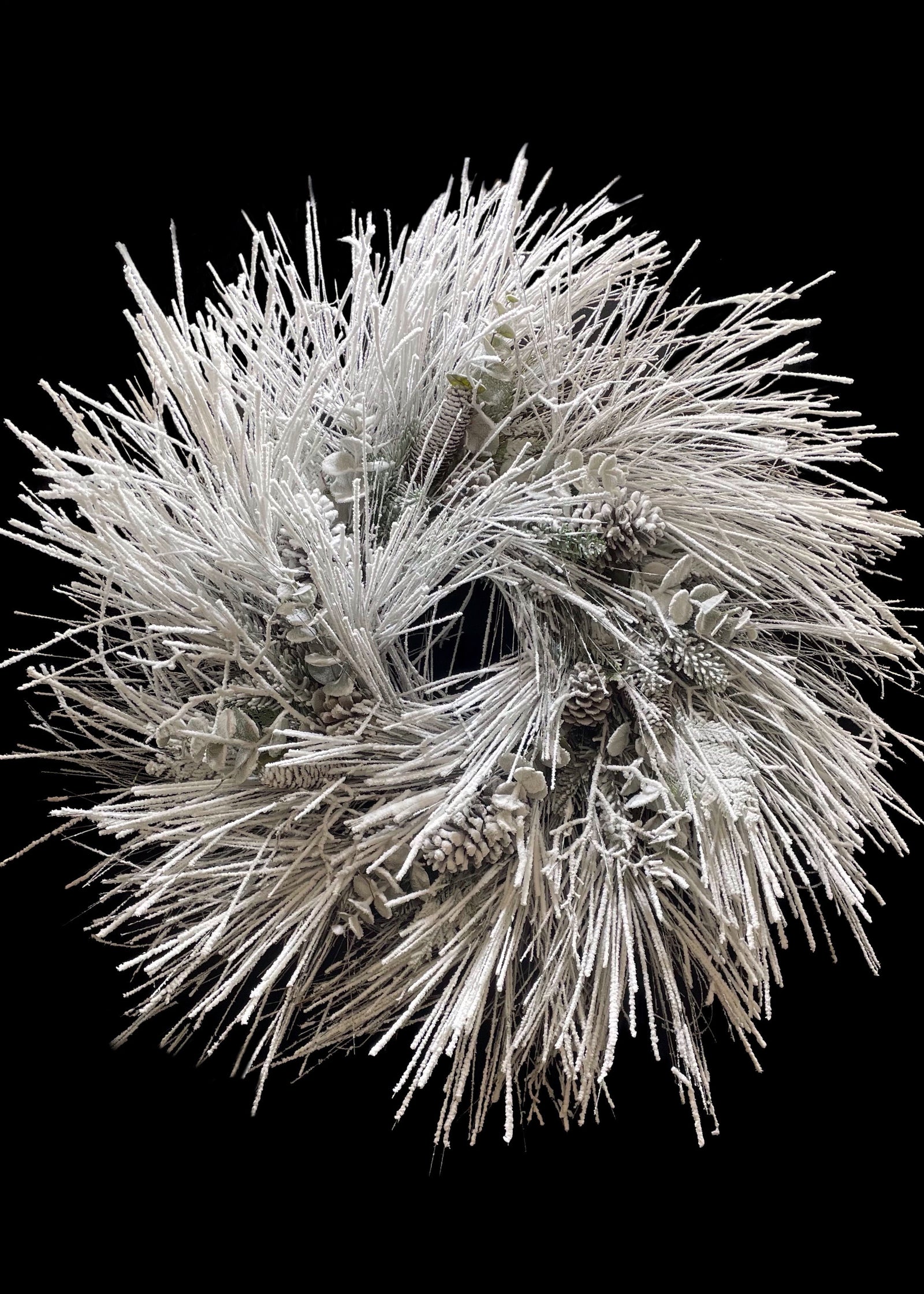 ITEM 81637 - 36" SNOWED SUGAR PINE WREATH WITH CONES