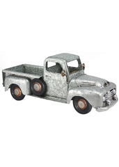 ITEM AM 0095- 16"X6.5" ANTIQUE SILVER METAL TRUCK PLANTER WITH LINER