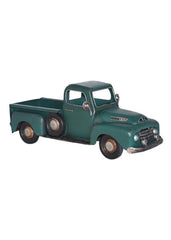 ITEM AM 0153 - 16in LX6.5in H GALVANIZED SPRUCE GREEN METAL TRUCK PLANTER WITH LINER