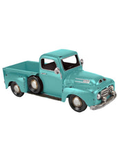ITEM AM 026141- 16"X6.5" TEAL METAL TRUCK PLANTER WITH LINER