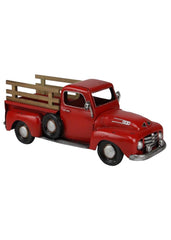 ITEM AM 0385- 16"X6.5" RED METAL TRUCK PLANTER WITH FENCE