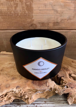 ITEM FG4009MM - 14oz MANGO MEDLEY 3 WICK MATTE BLACK SCENTED CANDLE WITH LID