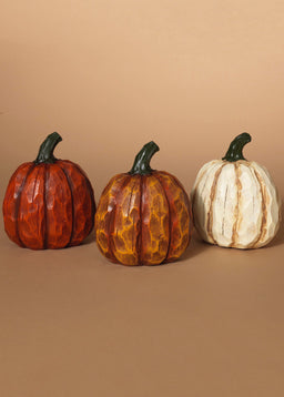 ITEM G2213660 - 6.5"H RESIN WOOD LOOK PUMPKIN