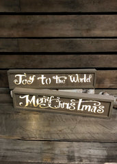 ITEM G2353560 - 15.5"L B/O LIGHTED WOOD HOLIDAY SIGN BLOCK