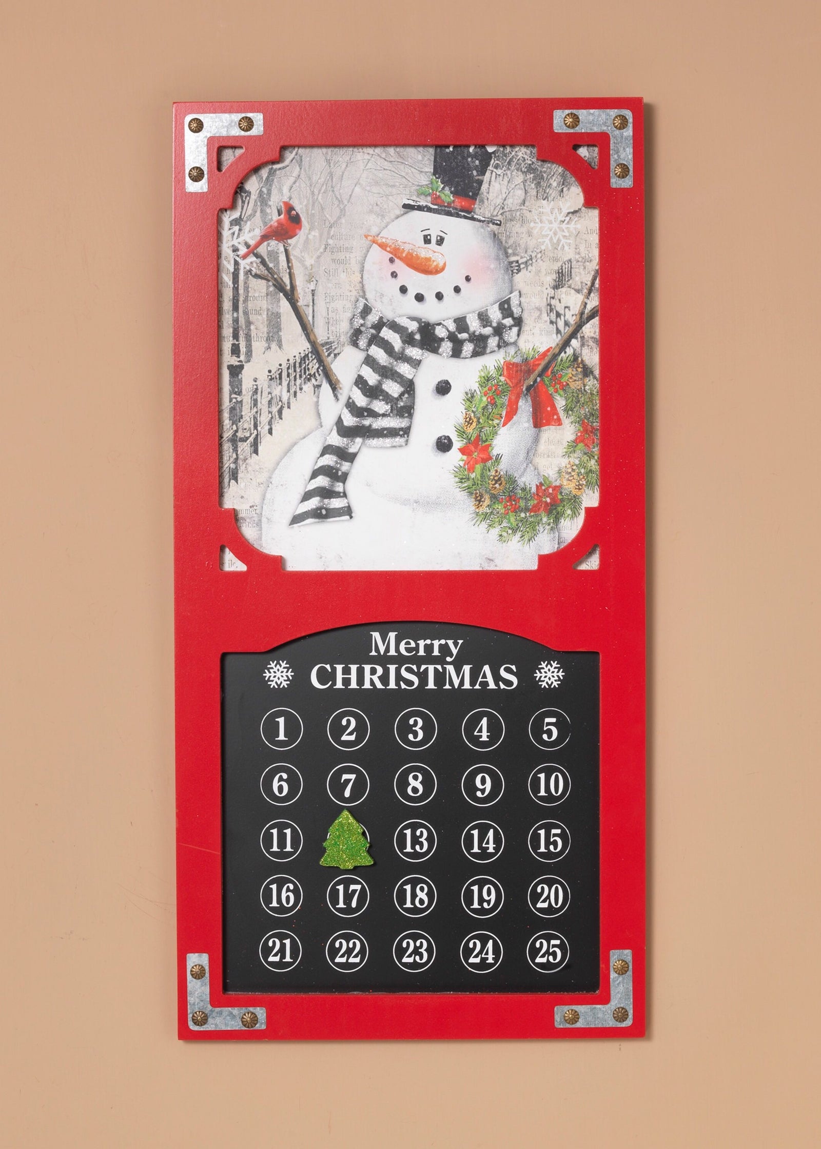 ITEM G2425360 - 23.6"H WOOD HOLIDAY COUNTDOWN CALENDAR