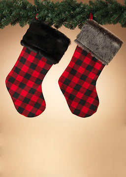 ITEM G2429720 - 23"H RED & BLACK PLAID HOLIDAY STOCKING
