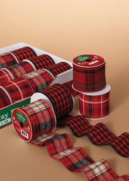 ITEM G2434430 - 2.5" X 3 YD PLAID CHRISTMAS RIBBON ASSORTMENT