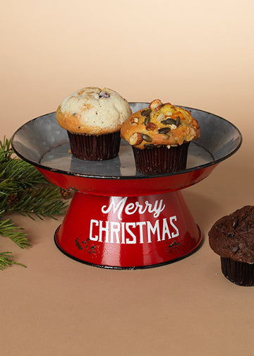 ITEM G2488280 - 10.2"L METAL HOLIDAY DECORATIVE TRAY WITH STAND