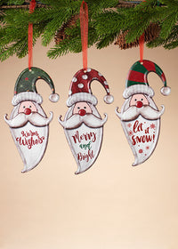 ITEM G2489190 - 8"H METAL HOLIDAY.SANTA ORNAMENT WITH RIBBON