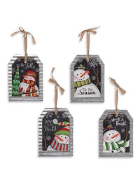 ITEM G2490610 - 8.25"H WOOD AND METAL SNOWMAN ORNAMENT