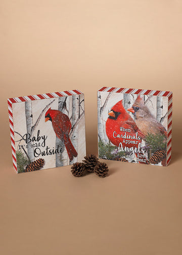 ITEM G2492170 - 6"L WOOD HOLIDAY CARDINAL DESIGN BLOCK