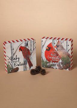 ITEM G2492170 - 6"L WOOD HOLIDAY CARDINAL DESIGN BLOCK