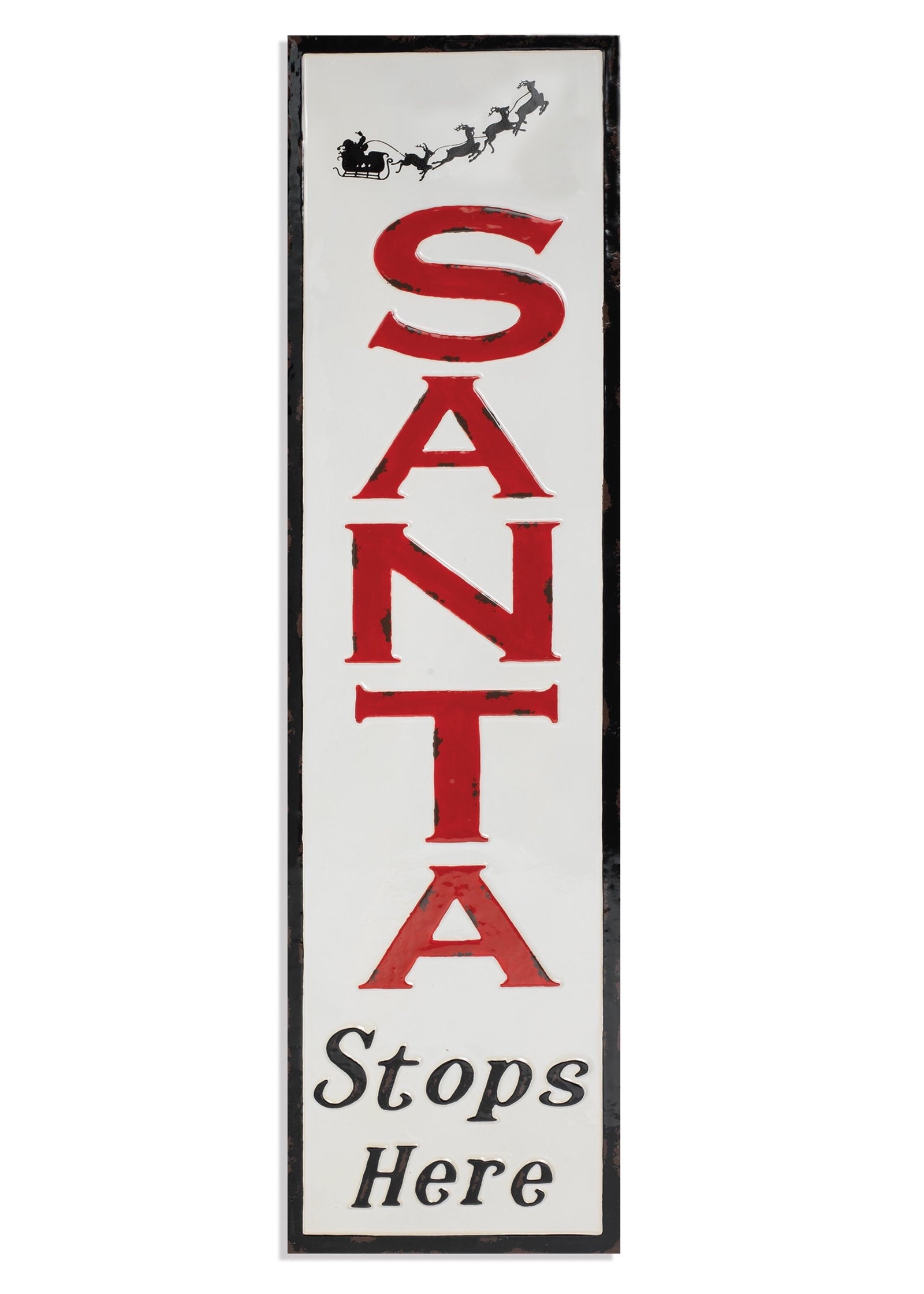 ITEM G2501020 - 42"H METAL "SANTA STOPS HERE" WALL DECOR