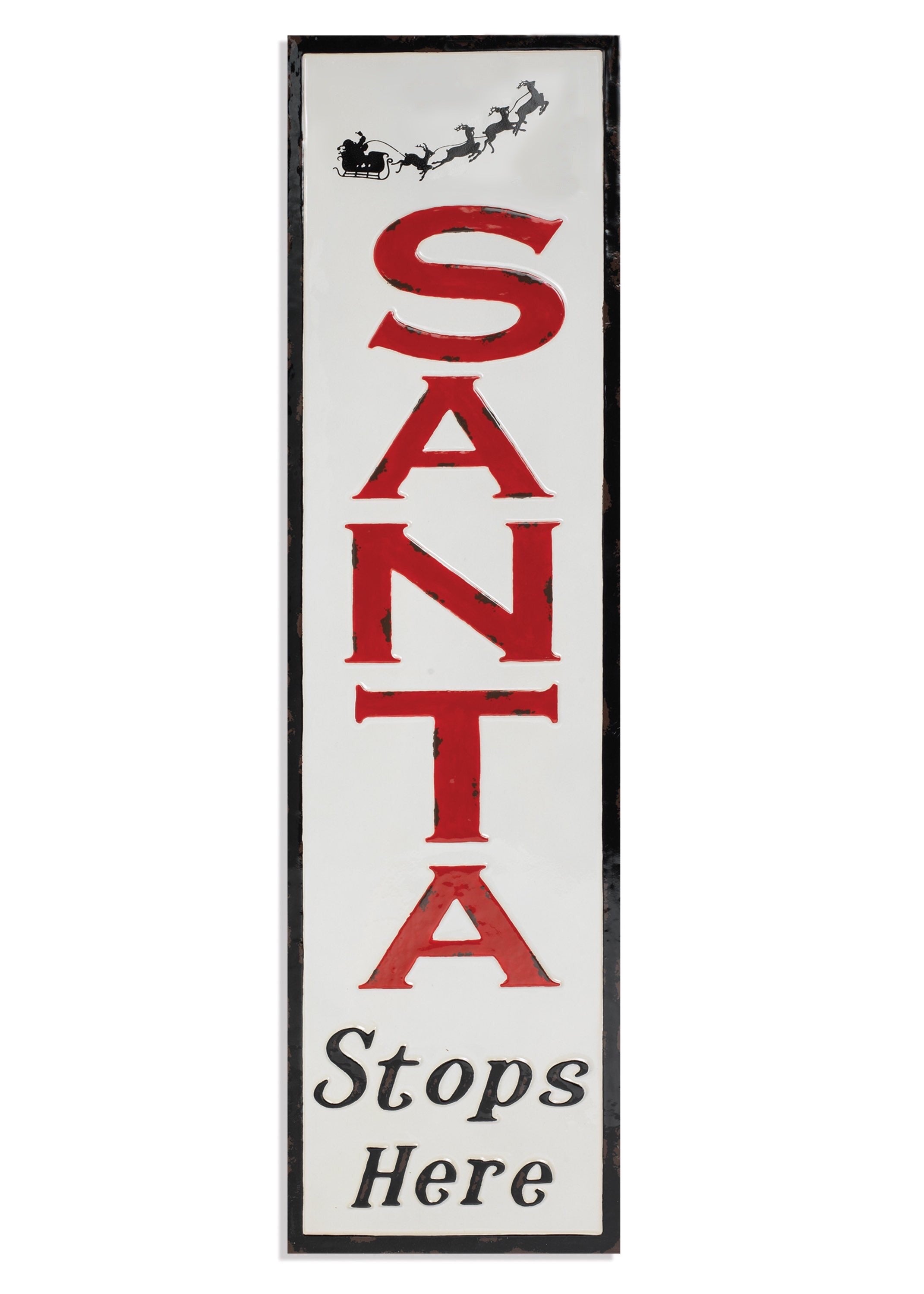 ITEM G2501020 - 42"H METAL "SANTA STOPS HERE" WALL DECOR