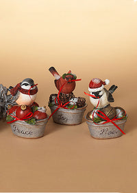 ITEM G2534620 - 5"H RESIN HOLIDAY BUCKET WITH BIRD