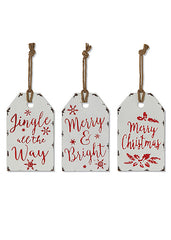 ITEM G2536980 - 12"H METAL HOLIDAY SIGN ORNAMENT