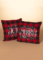 ITEM G2540210 - 16"L FABRIC EMBROIDERED HOLIDAY PILLOW