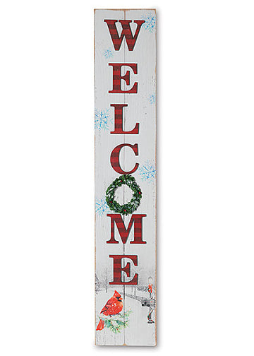 ITEM G2540980 - 46.75"H WOOD "WELCOME" CARDINAL PORCH SIGN