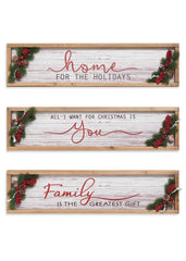 ITEM G2542400 - 23.6"L HOLIDAY WALL SIGN W/ PINE & BERRY ACCENT