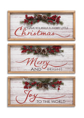 ITEM G2542410 - 18.9"L WOOD HOLIDAY WALL SIGN WITH PINE & BERRY ACCENT