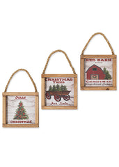 ITEM G2542680 - 5.9"H WOOD HOLIDAY SCENE HANGING SIGNS