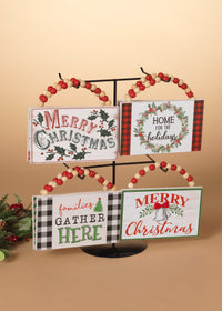 ITEM G2543840 - 7.8"L WOOD HOLIDAY HANGING SIGN  - 8 ASSORTED