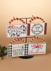 ITEM G2543840 - 7.8"L WOOD HOLIDAY HANGING SIGN  - 8 ASSORTED