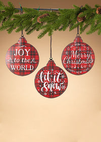 ITEM G2544620 - 8.6"H METAL HOLIDAY PLAID ORNAMENT
