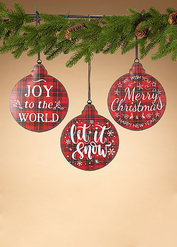 ITEM G2544620 - 8.6"H METAL HOLIDAY PLAID ORNAMENT