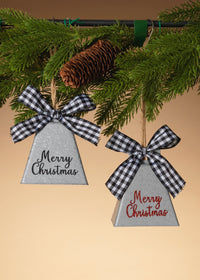 ITEM G2554760 - 4"H METAL COWBELL ORNAMENT W/"MERRY CHRISTMAS"