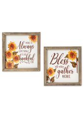 ITEM G2556430 - 8"L METAL & WOOD HARVEST EMBOSSED WALL SIGN - 2 ASSORTED