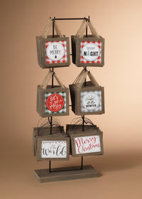 ITEM G2588820 - 5.5"L WOOD  SIGN ORNAMENT W/ METAL DISPLAY