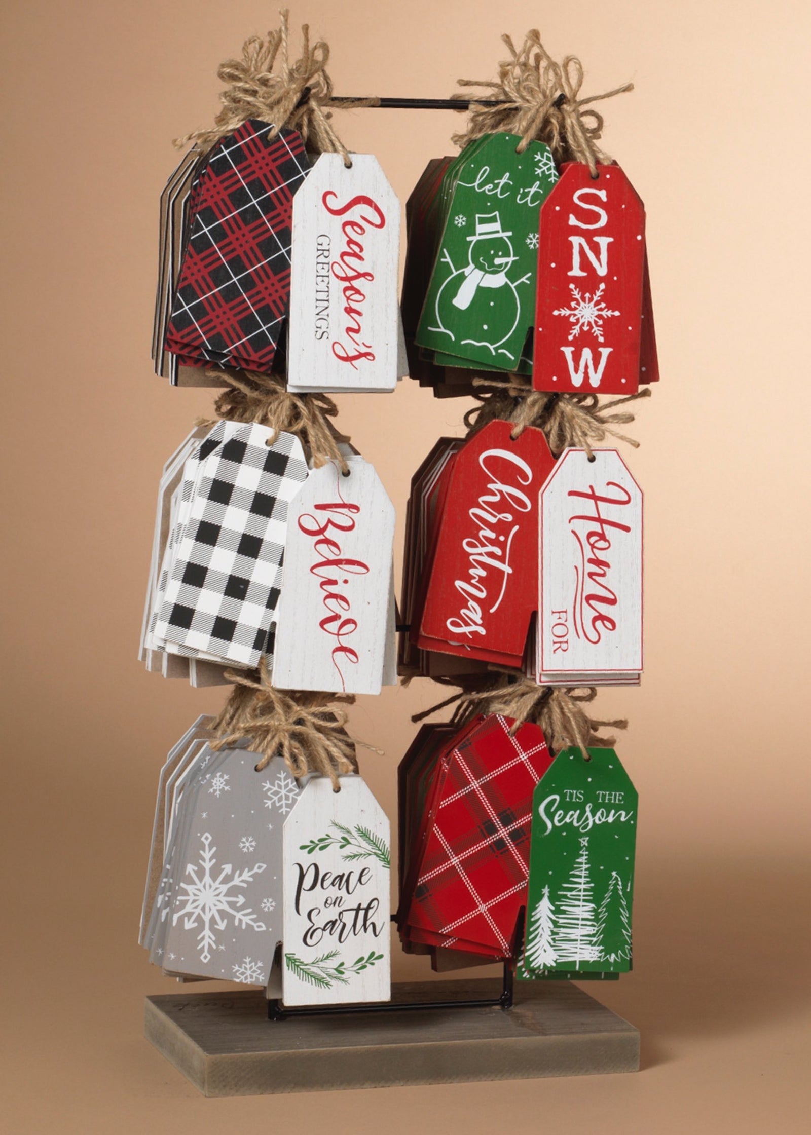 ITEM G2588840 - 5.9"H WOOD HOLIDAY DOOR HANGER ORNAMENT W/DISPLAY