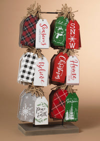 ITEM G2588840 - 5.9"H WOOD HOLIDAY DOOR HANGER ORNAMENT W/DISPLAY