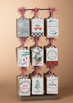ITEM G2588860 - 5.2"L WOOD  SIGN ORNAMENT W/ METAL DISPLAY