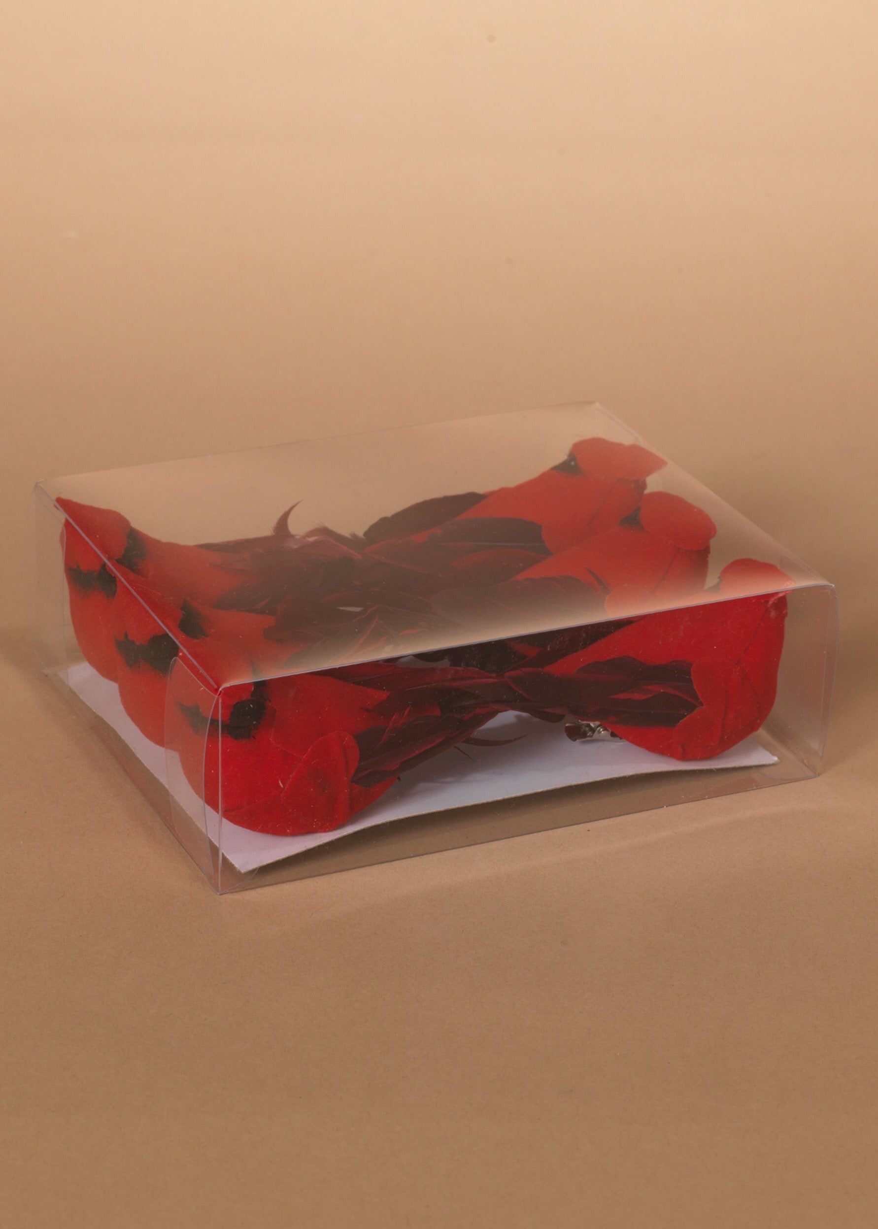 ITEM G2589240 - SET OF 6 - 4.5"L CARDINAL CLIP ORNAMENTS IN PVC BOX